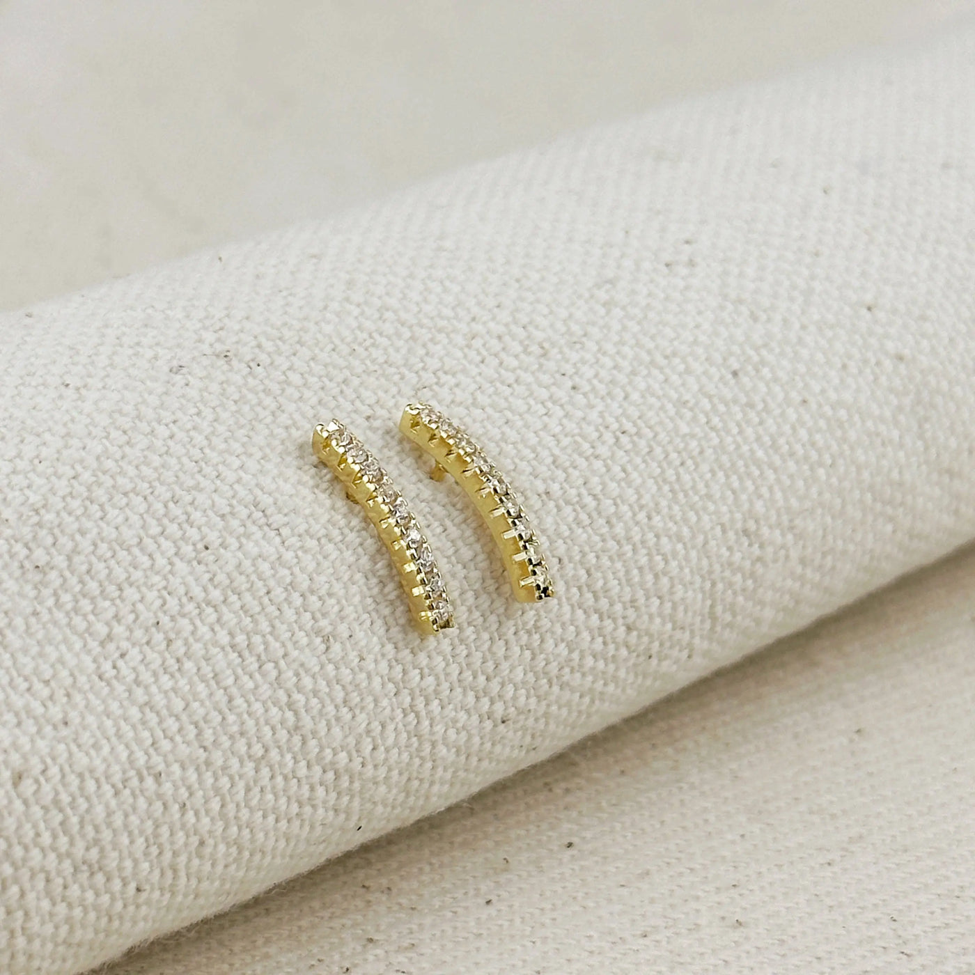 18k Gold Filled CZ Thin Line Stud GoldFi