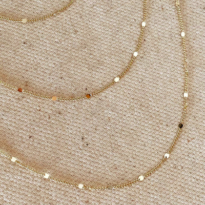 18k Gold Filled 1mm Curb Chain With Pressed Details GoldFi