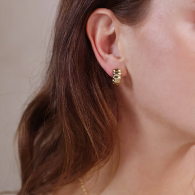 18k Gold Filled Scalloped C-Hoop Earrings