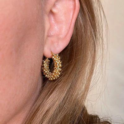 18k Gold Filled Beaded Cluster Hoop Earrings GoldFi