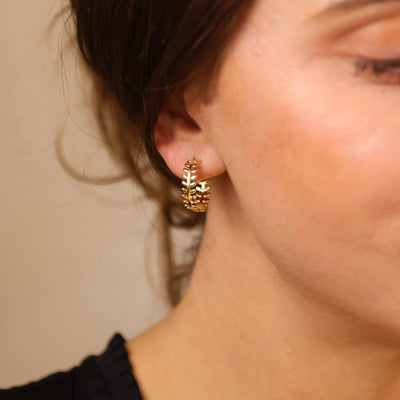 18k Gold Filled Leaf Clicker Earrings GoldFi