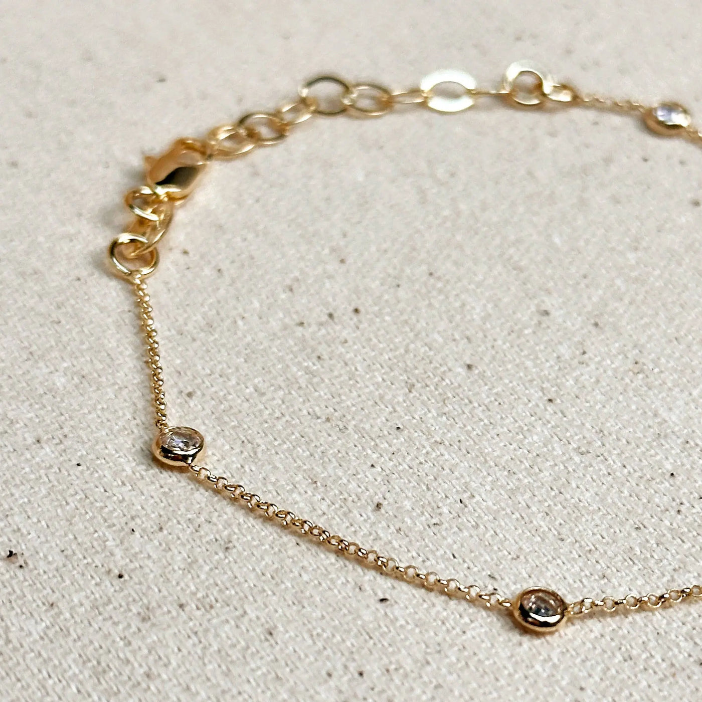 18k Gold Filled CZ Bezel Bracelet GoldFi