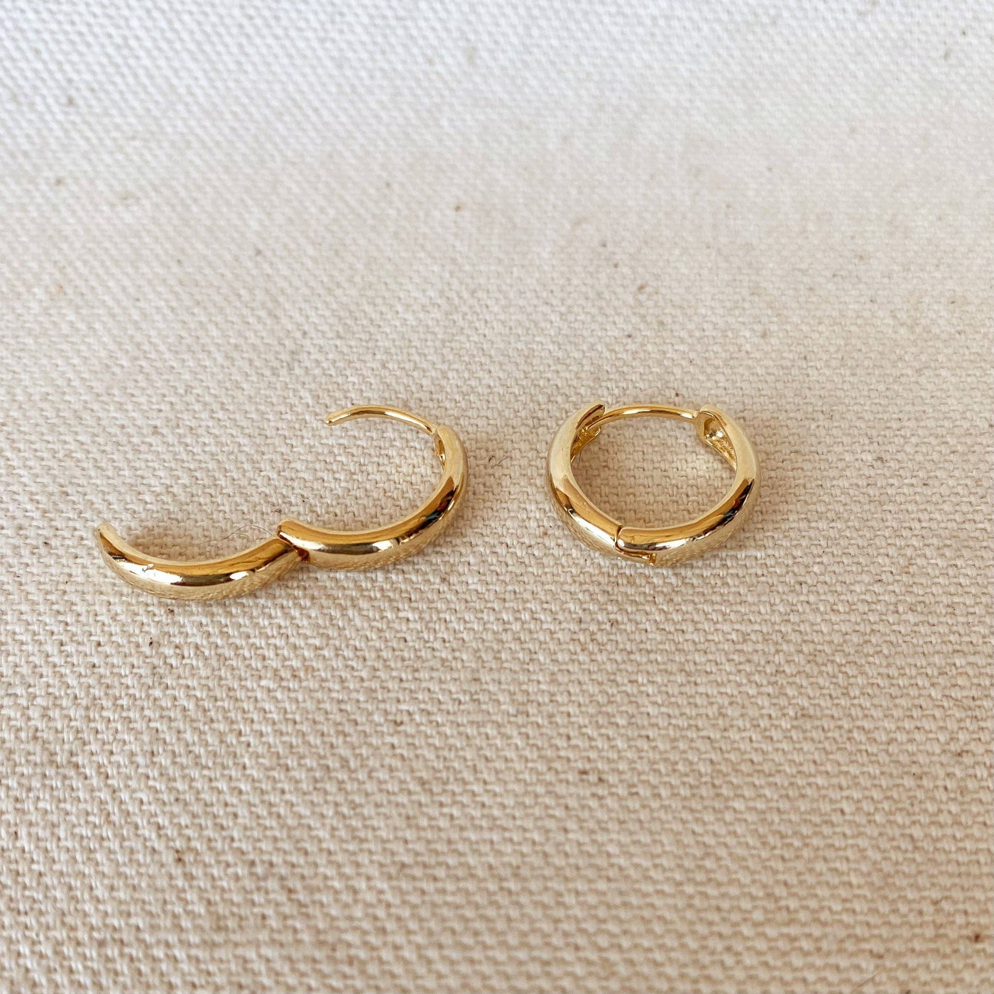 18k Gold Filled Plain Clicker Hoop Earrings