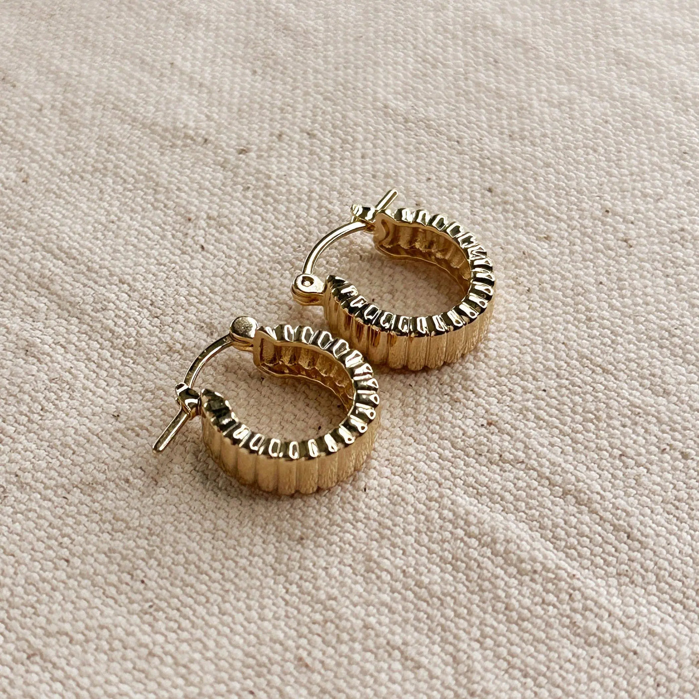 Ridged Hoop Earrings GoldFi