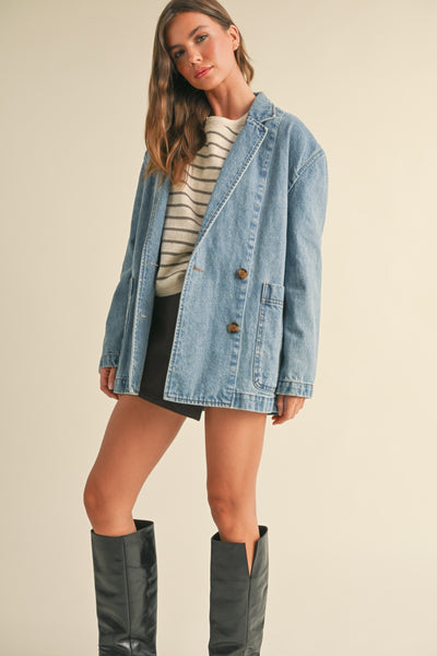 Layne Denim Blazer Miou Muse