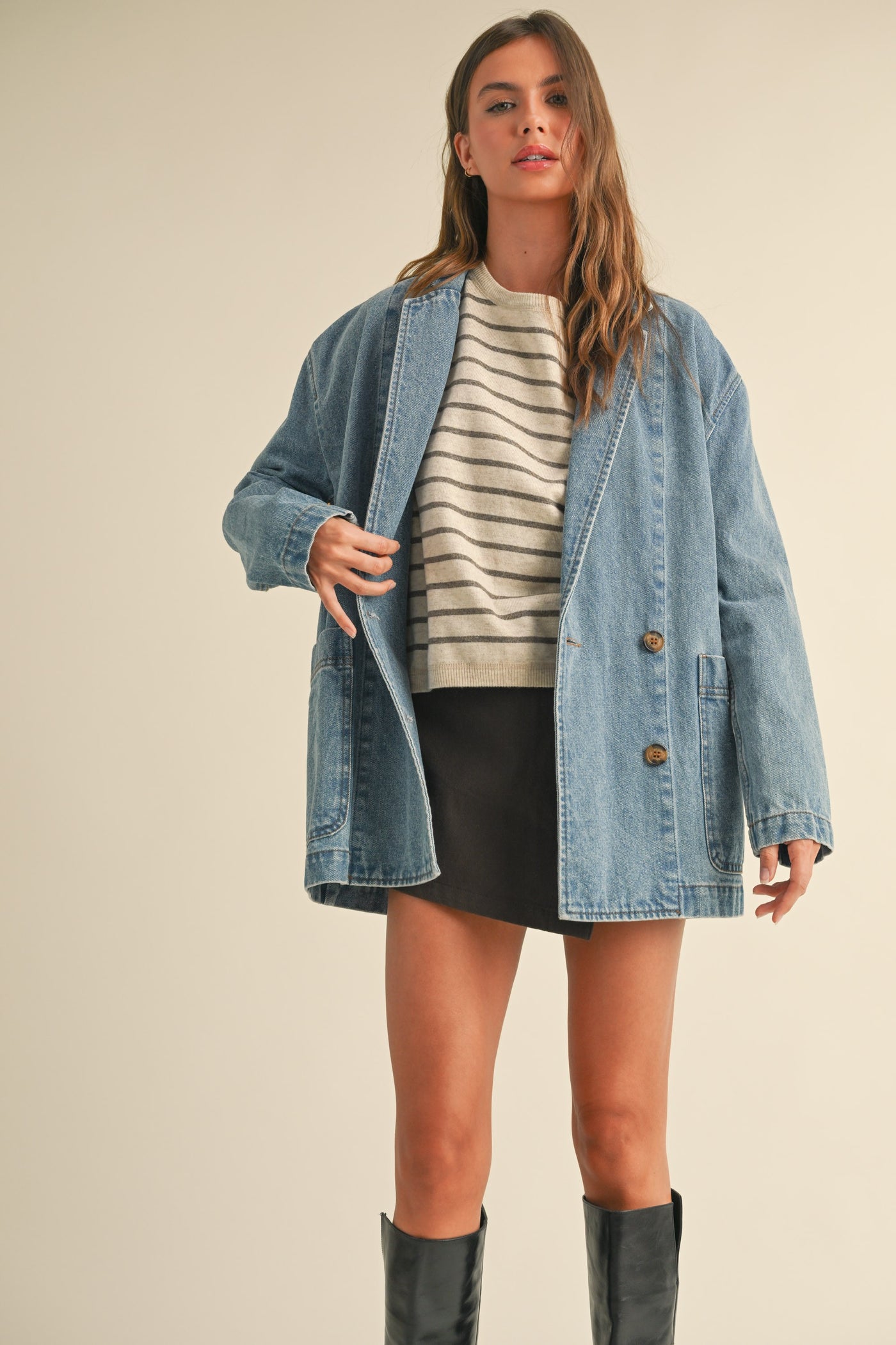 Layne Denim Blazer Miou Muse