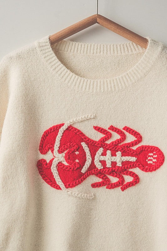 Lobster Alert Knit Sweater trend:notes