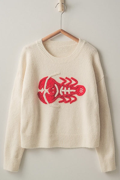 Lobster Alert Knit Sweater trend:notes