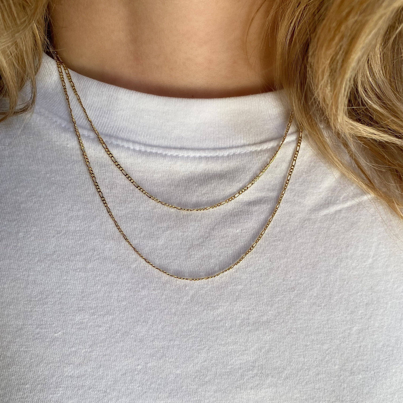 18k Gold Filled Thin Figaro Chain GoldFi