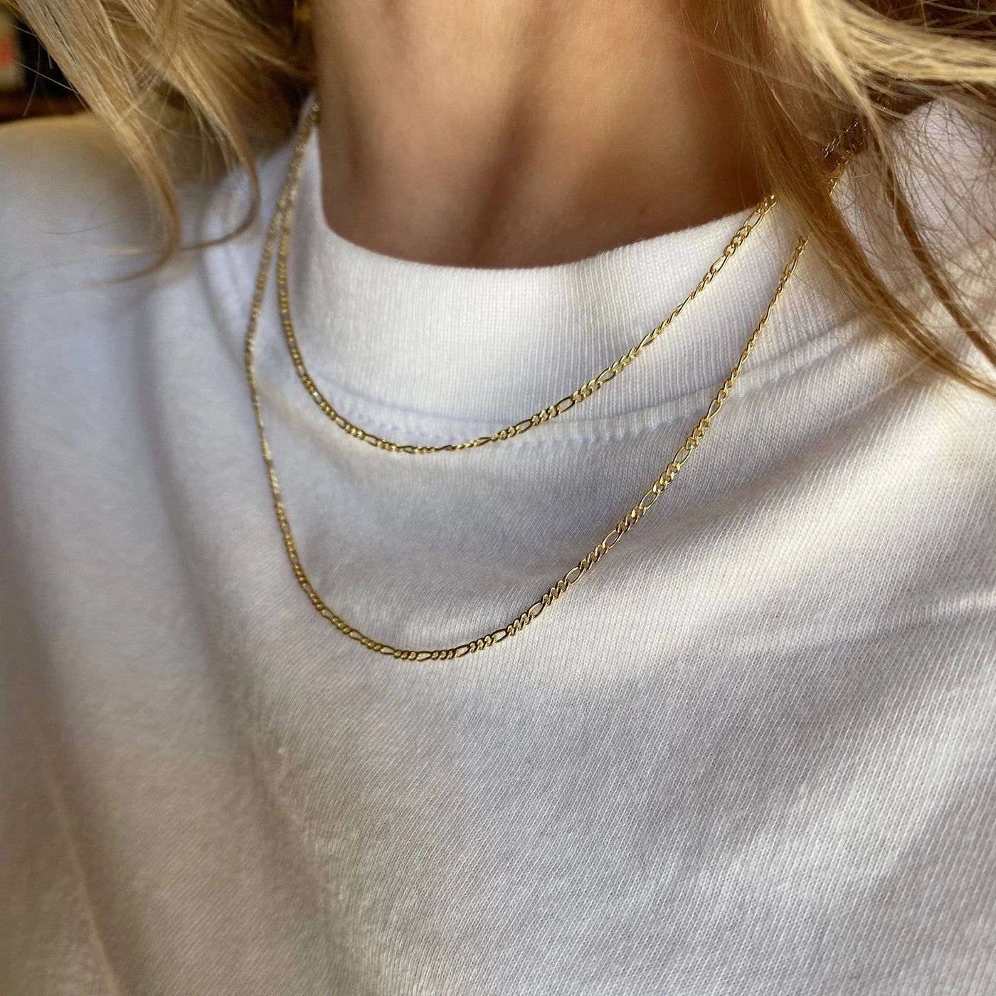 18k Gold Filled Thin Figaro Chain GoldFi