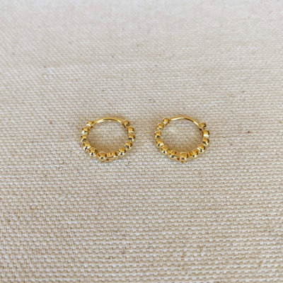 18k Gold Filled 15.5 mm Beaded Clicker Hoop Earrings