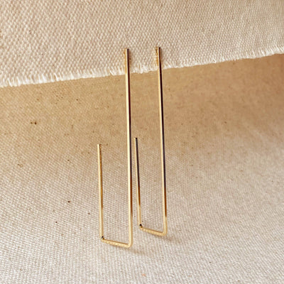 18k Gold Filled Rectangle Shaped Earrings GoldFi