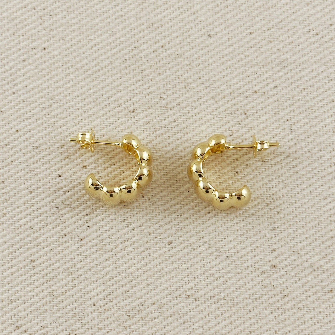 18k Gold Filled Scalloped C-Hoop Earrings GoldFi