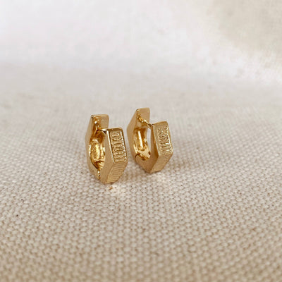 18k Gold Filled Textured Shaped Clicker Hoop Earrings GoldFi