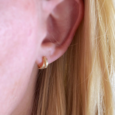 18k Gold Filled 10mm Mini Double Wire C-Hoop Earrings GoldFi