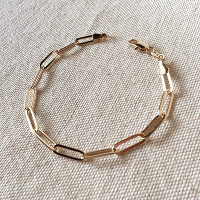 18k Gold Filled Classic Paperclip Bracelet GoldFi