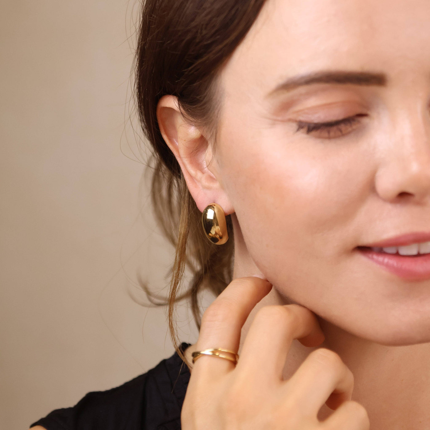 18k Gold Filled Medium Dome Earrings GoldFi