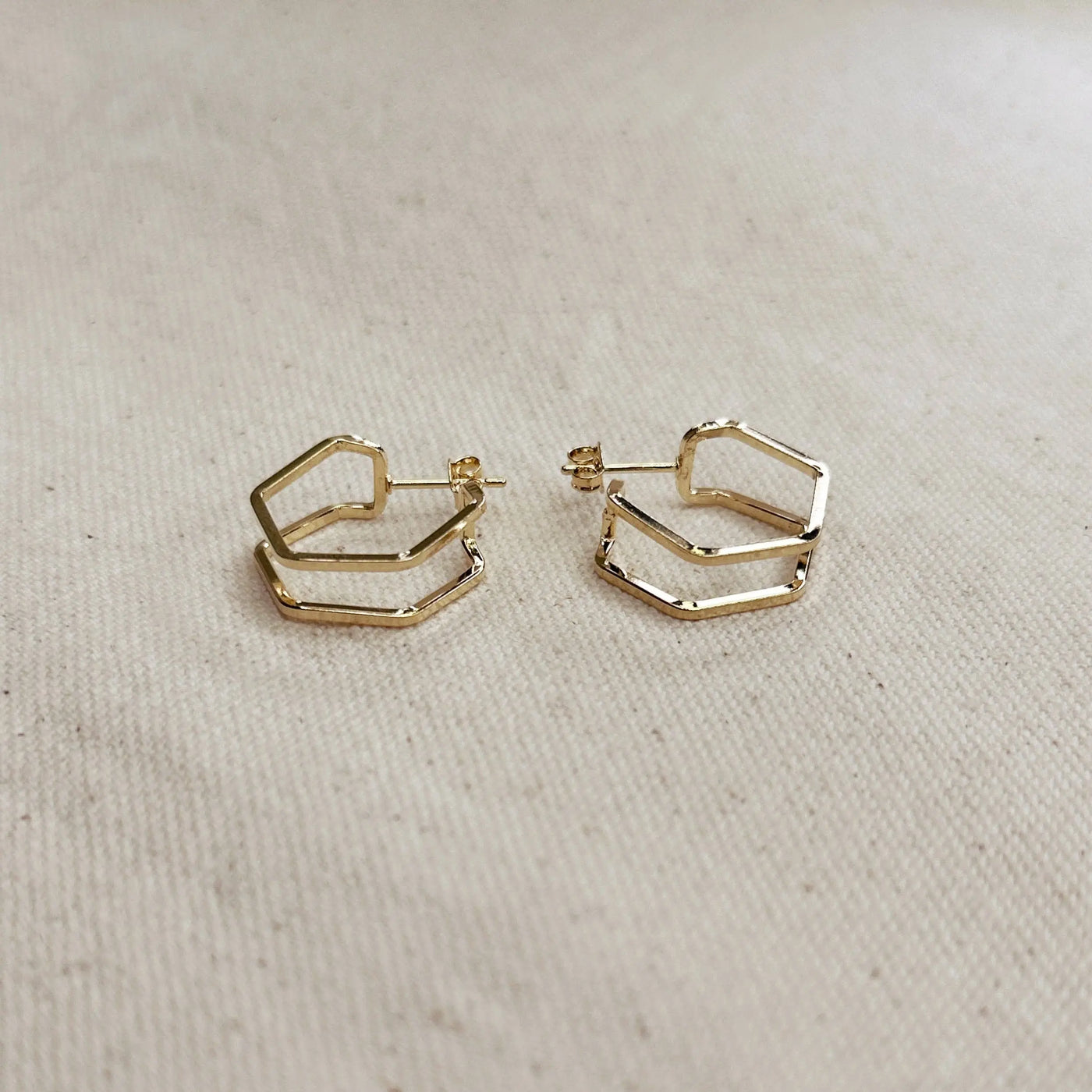 18k Gold Filled Double Wire Geometric C Hoop Earrings GoldFi