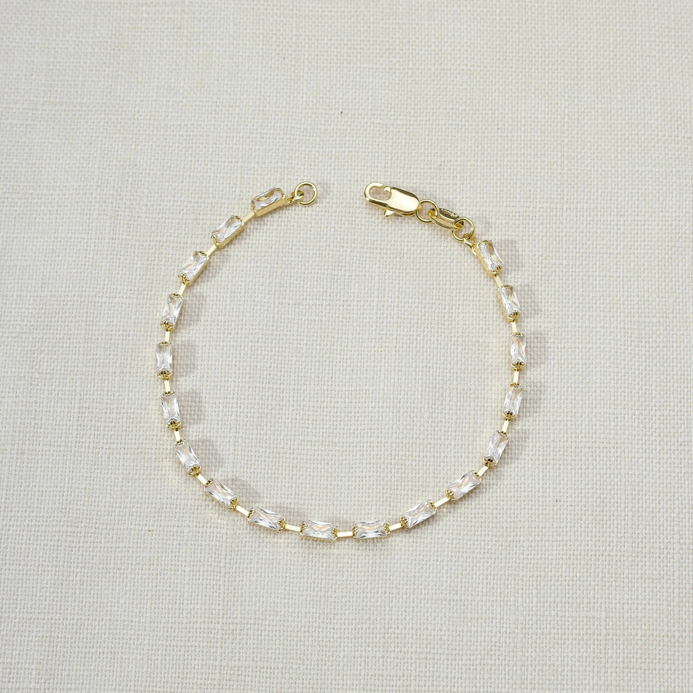 18k Gold Filled Sideway Baguette Tennis Bracelet GoldFi