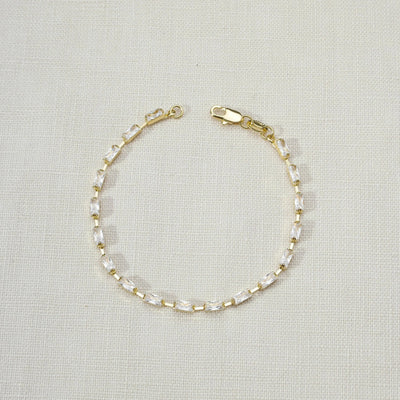 18k Gold Filled Sideway Baguette Tennis Bracelet GoldFi