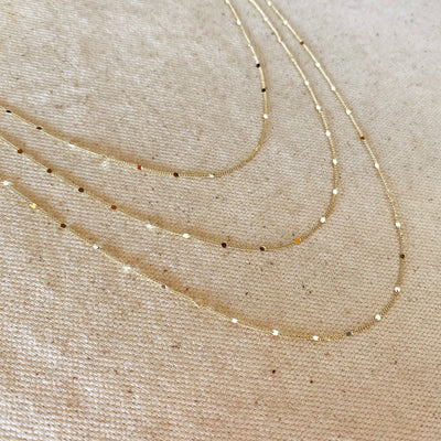 18k Gold Filled 1mm Curb Chain With Pressed Details GoldFi