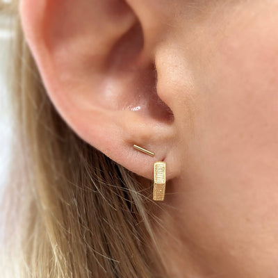 18k Gold Filled Textured Shaped Clicker Hoop Earrings