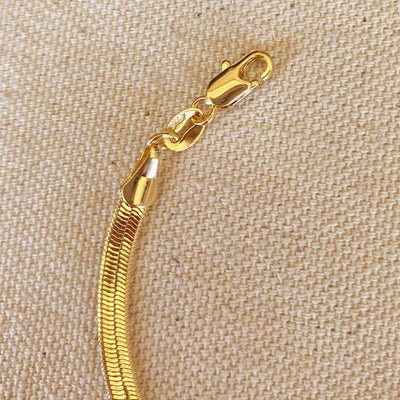 18k Gold Filled 4mm Herringbone Bracelet