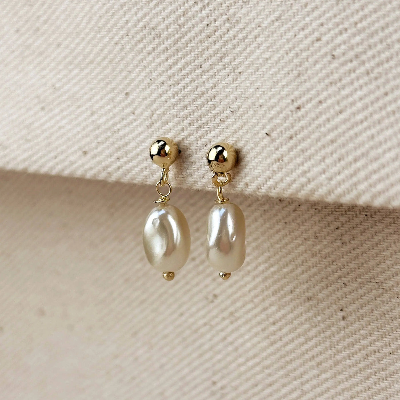 18k Gold Filled Drop Baroque Pearl Earrings GoldFi