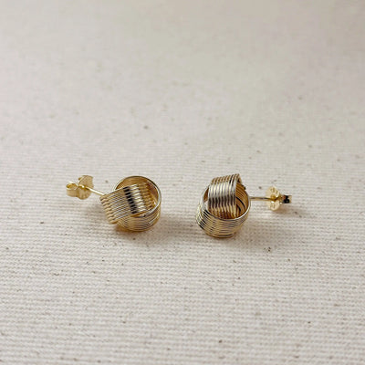 18k Gold Filled Wire Knot Stud Earrings GoldFi