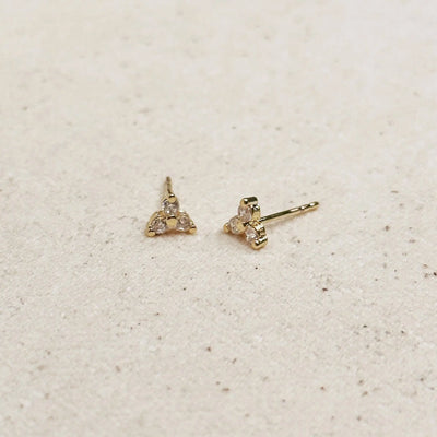 Mini Flower CZ Stud Earrings GoldFi