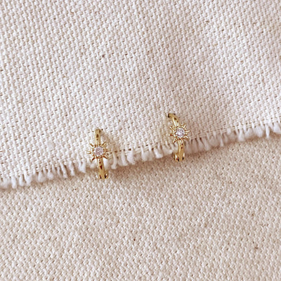 18k Gold Filled Starburst Mini Clicker Hoop Earrings GoldFi