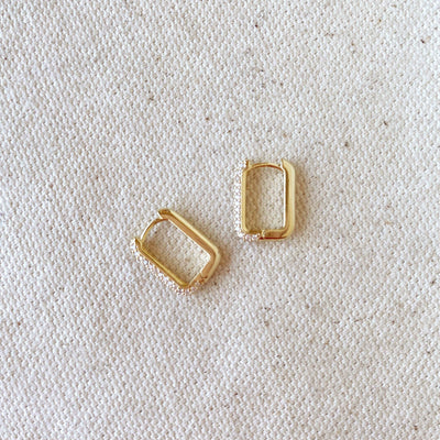 18k Gold Filled Rectangular Clicker Hoop Earrings GoldFi