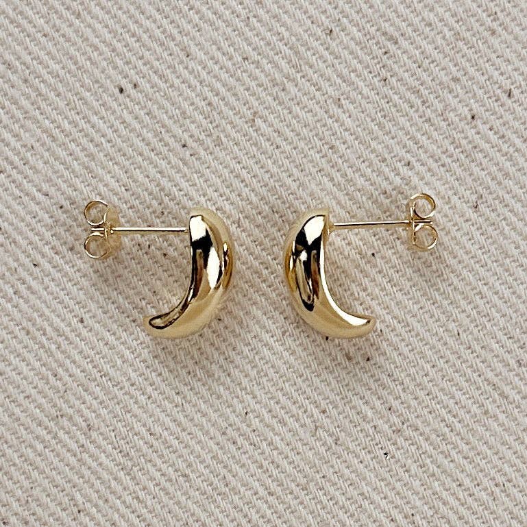 18k Gold Filled Polished Curved Small Stud Earrings GoldFi