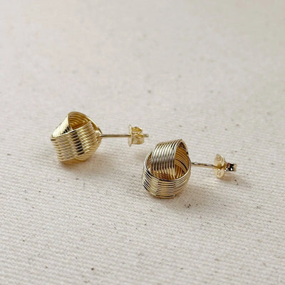 18k Gold Filled Wire Knot Stud Earrings GoldFi