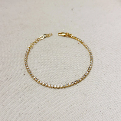 18k Gold Filled 2mm CZ Tennis Bracelet GoldFi