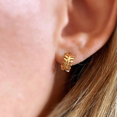 18k Gold Filled Leaf Clicker Earrings GoldFi