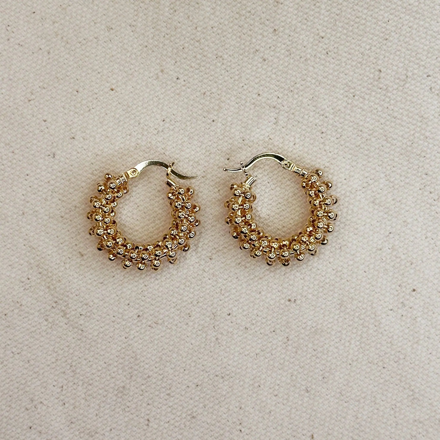 18k Gold Filled Beaded Cluster Hoop Earrings GoldFi