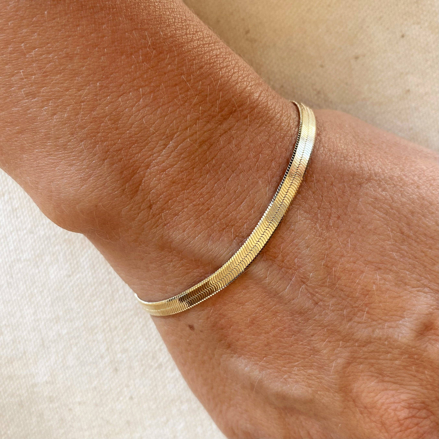 18k Gold Filled 4mm Herringbone Bracelet