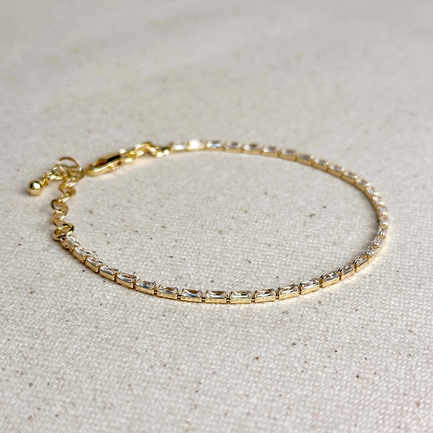 18k Gold Filled 1.5mm CZ Baguette Tennis Bracelet