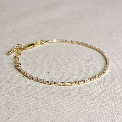 18k Gold Filled 1.5mm CZ Baguette Tennis Bracelet