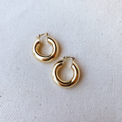 18k Gold Filled Thick Small Hoop Earrings GoldFi