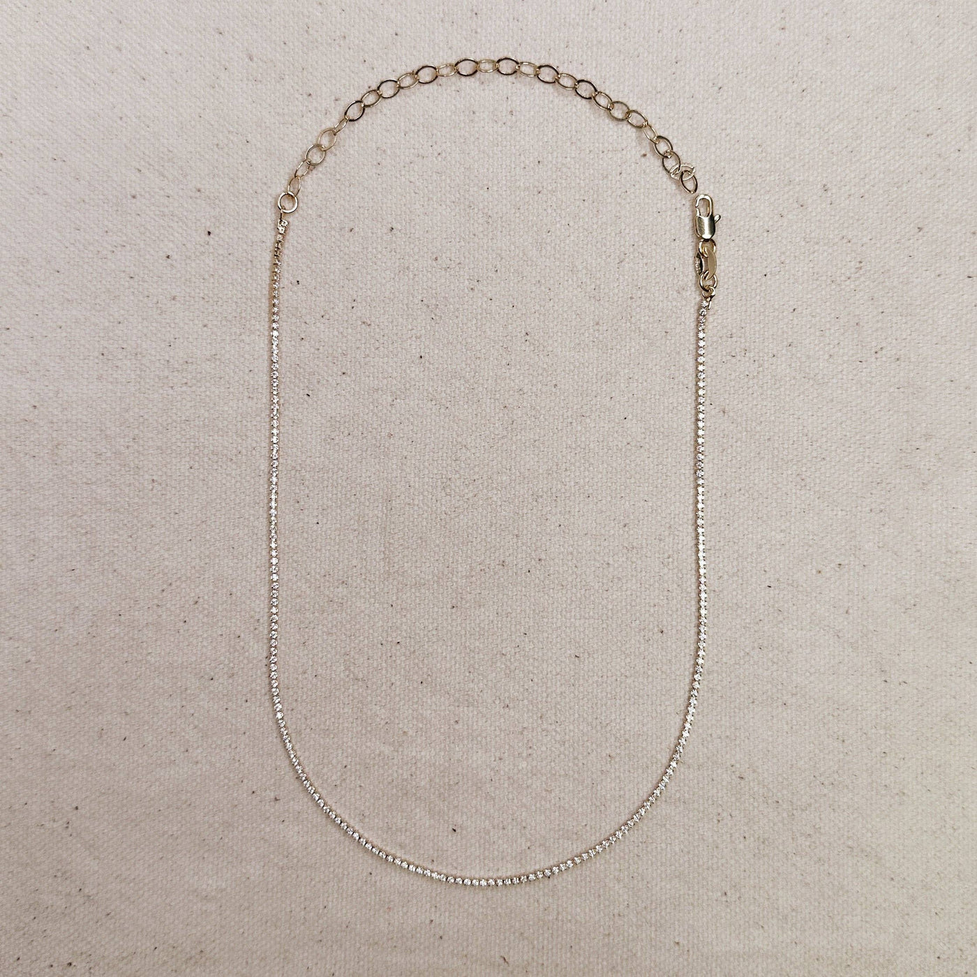 18k Gold Filled 1.2mm CZ Tennis Necklace