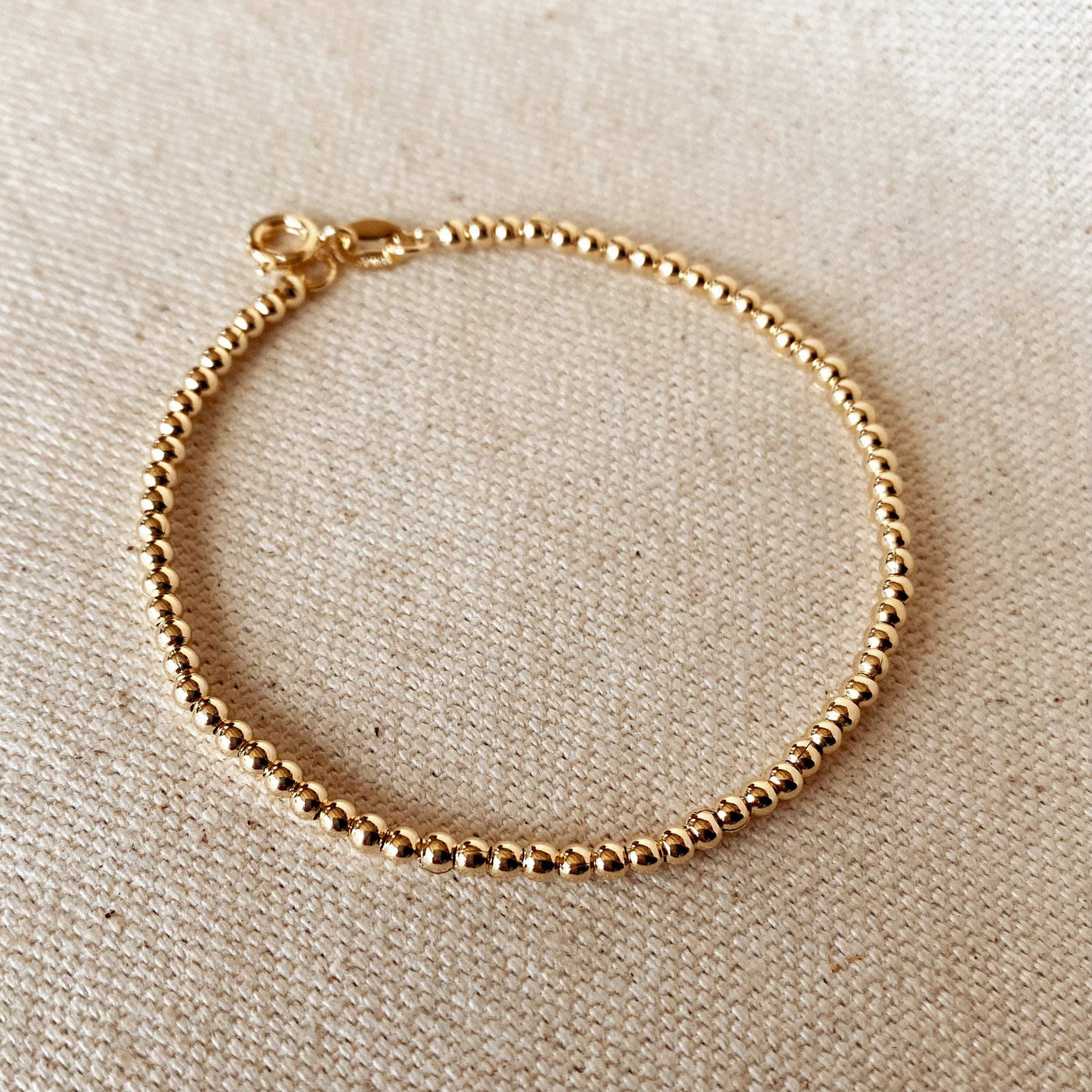 18k Gold Filled 2.5 mm Beaded Bracelet