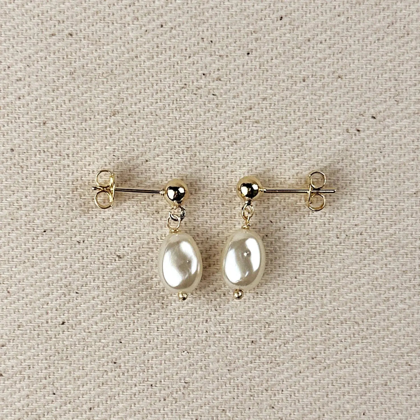 18k Gold Filled Drop Baroque Pearl Earrings GoldFi