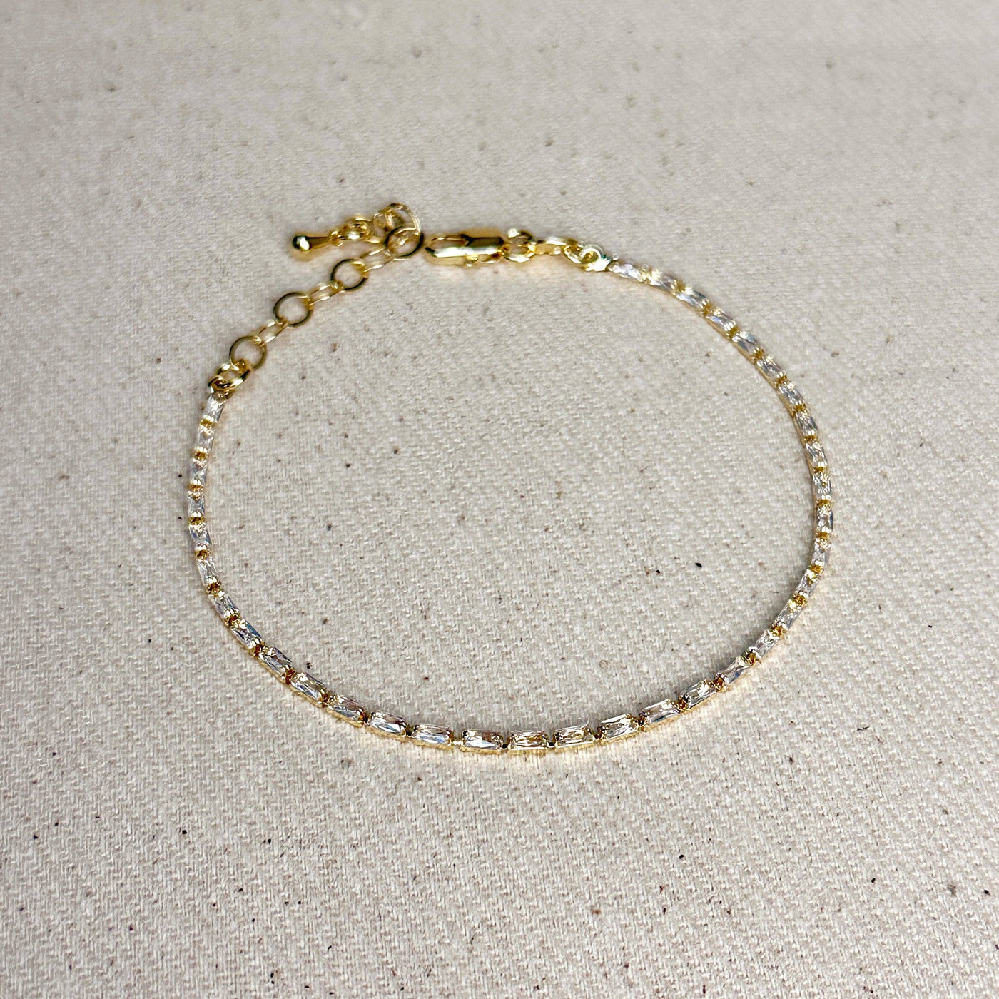 18k Gold Filled 1.5mm CZ Baguette Tennis Bracelet