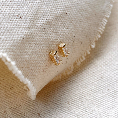 Cubic Zirconia Baguette Stud Earrings In Gold Filled GoldFi