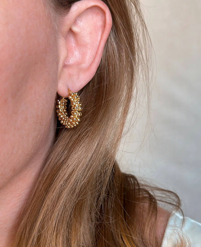 18k Gold Filled Beaded Cluster Hoop Earrings GoldFi