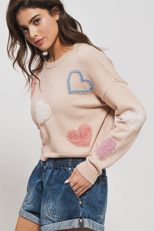 Fuzzy Heart Sweater trend:notes