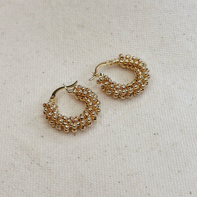 18k Gold Filled Beaded Cluster Hoop Earrings GoldFi