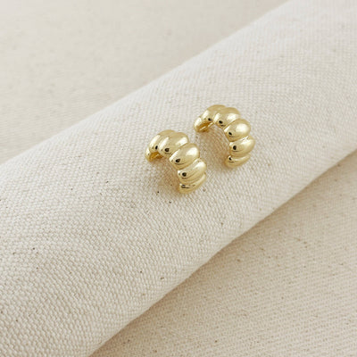 18k Gold Filled Scalloped C-Hoop Earrings